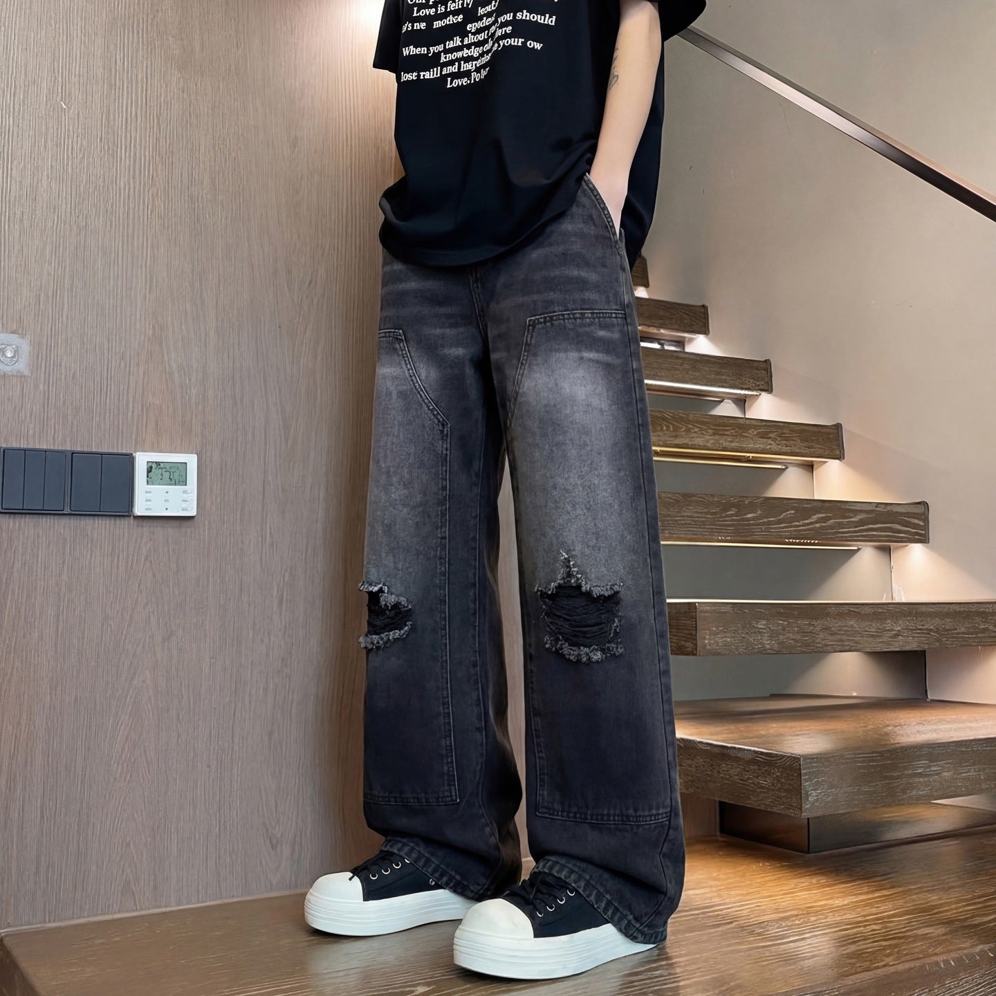 AVEN Wide Leg Denim — Washed Black
