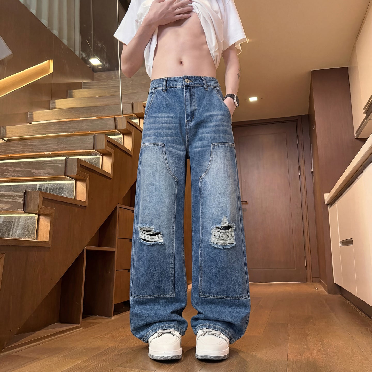 AVEN Wide Leg Denim — Washed Black