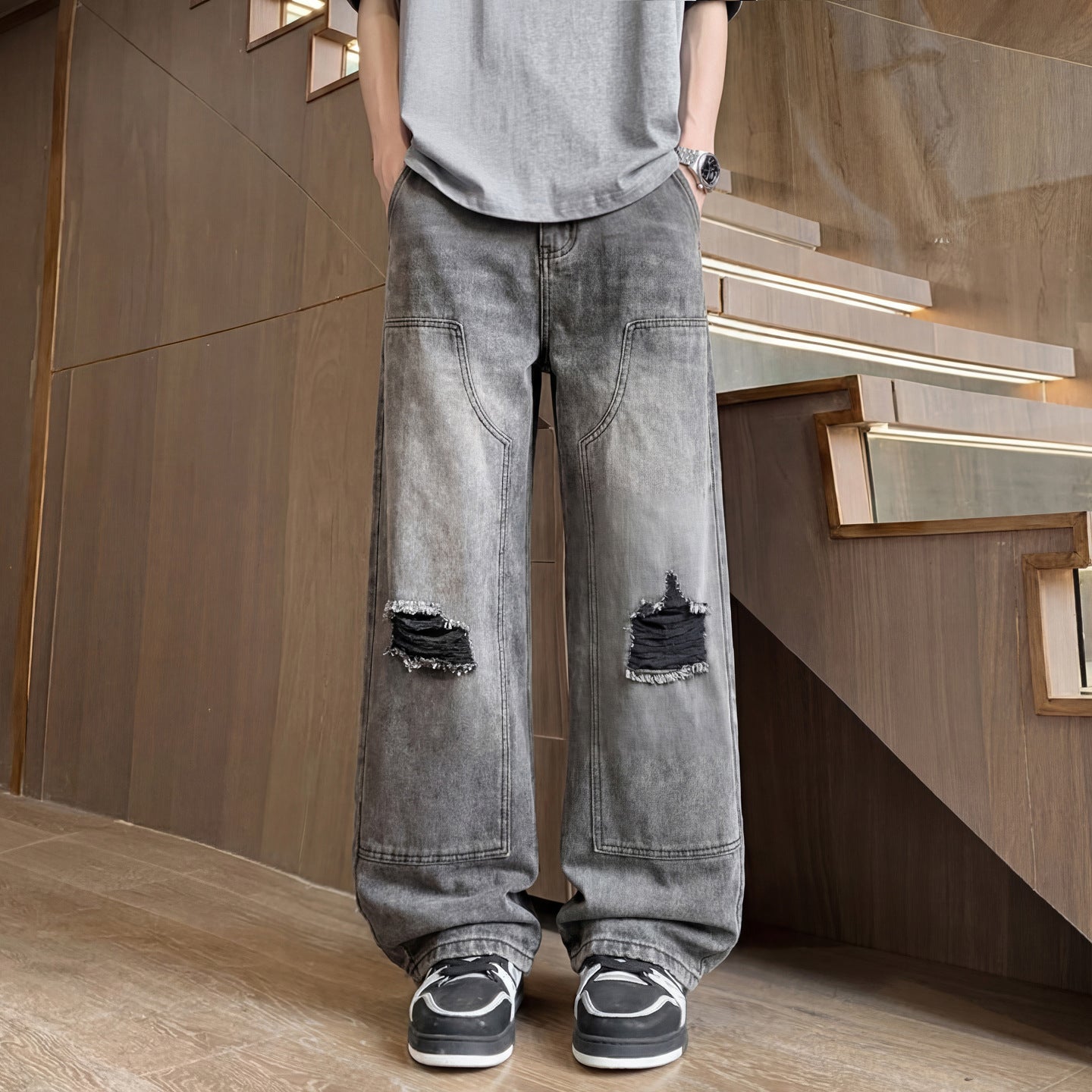 AVEN Wide Leg Denim — Washed Black